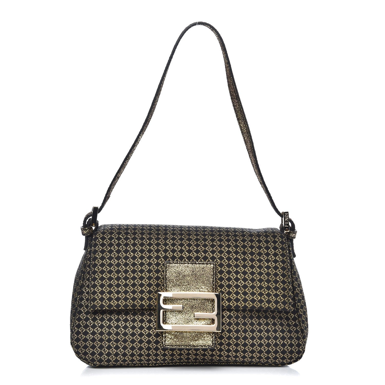 Fendi Micro Zucchino Forever Mini Mama Baguette Black Gold 1 of 7