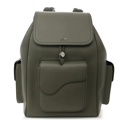 Christian Dior Grained Calfskin Saddle Drawstring Backpack Green 1 of 10