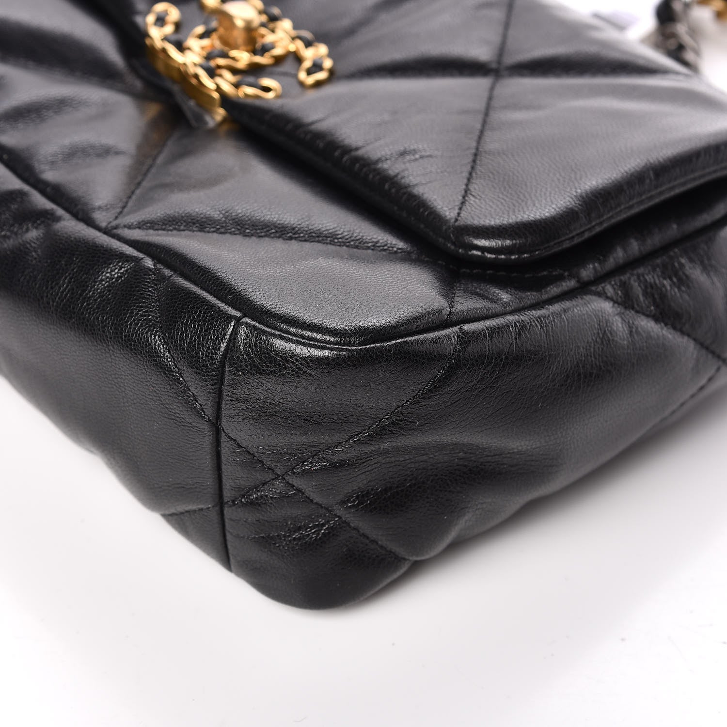 Chanel Goatskin Quilted Medium 19 Flap Black 9 of 11