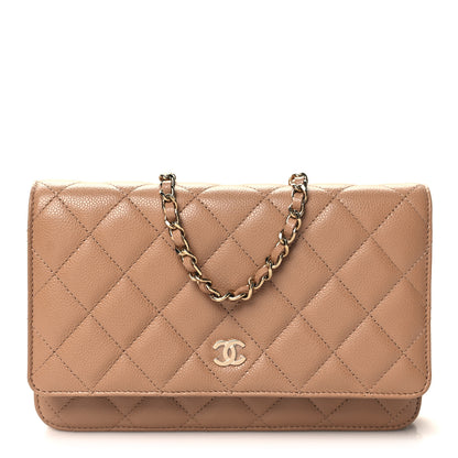 Chanel Caviar Quilted Wallet on Chain WOC Beige 1 of 12