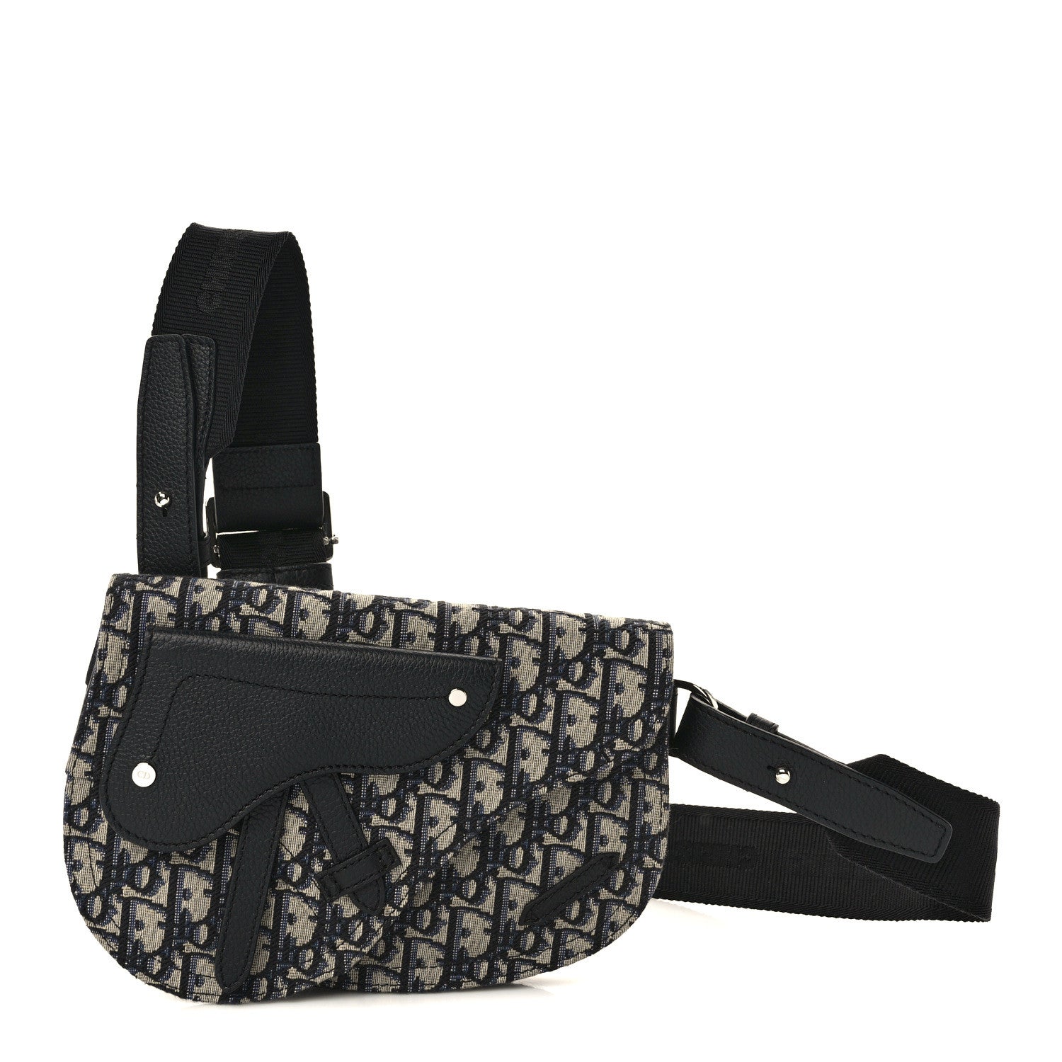 Christian Dior Oblique Saddle Messenger Pouch Beige Black 1 of 9