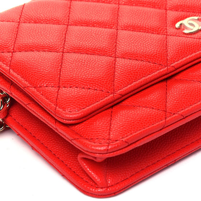 Chanel Caviar Quilted Wallet On Chain WOC Red 8 of 9