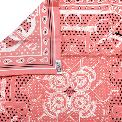 Hermes Silk Les Voitures A Transformation Bandana Scarf 55 Rose Malabar White Black 2 of 5