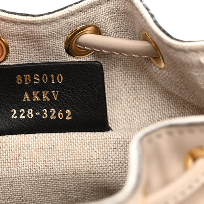 Fendi Canvas Nappa F is Fendi FF Embroidered Mini Mon Tresor Bucket Bag Grezzo White Nuvola 7 of 10