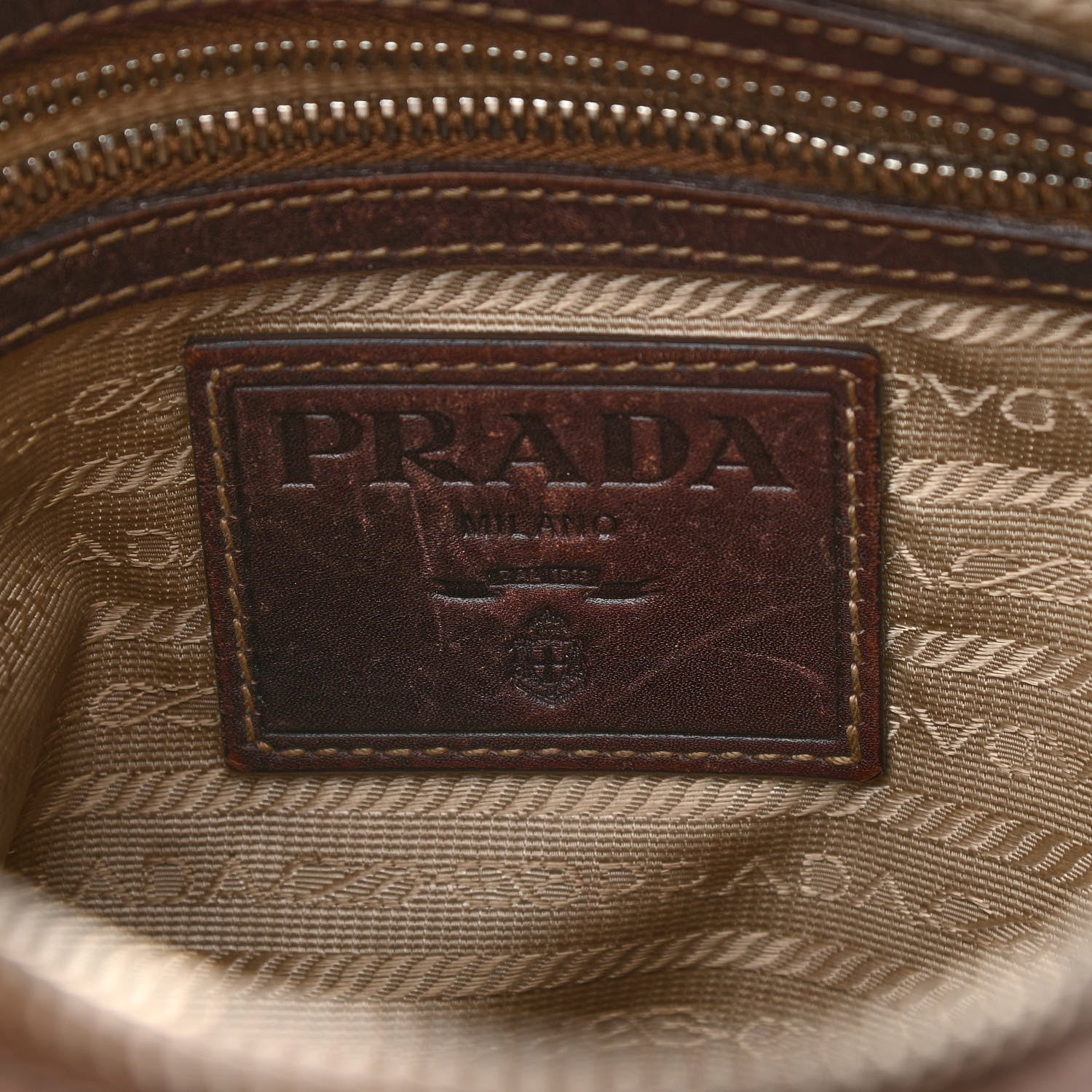 Prada Jacquard Logo Small Flat Messenger Bag Corda Bruciato 6 of 18