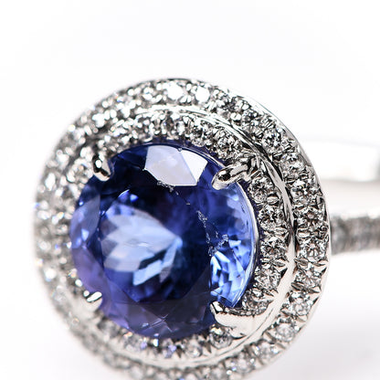 Tiffany Platinum Diamond Tanzanite Soleste Ring 54 6.75 4 of 6