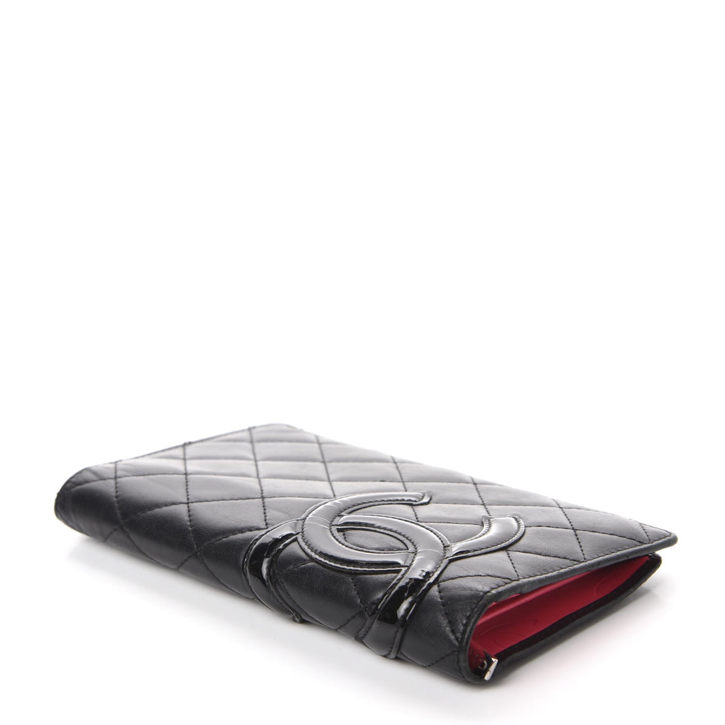 Calfskin Quilted Cambon Yen Wallet Black