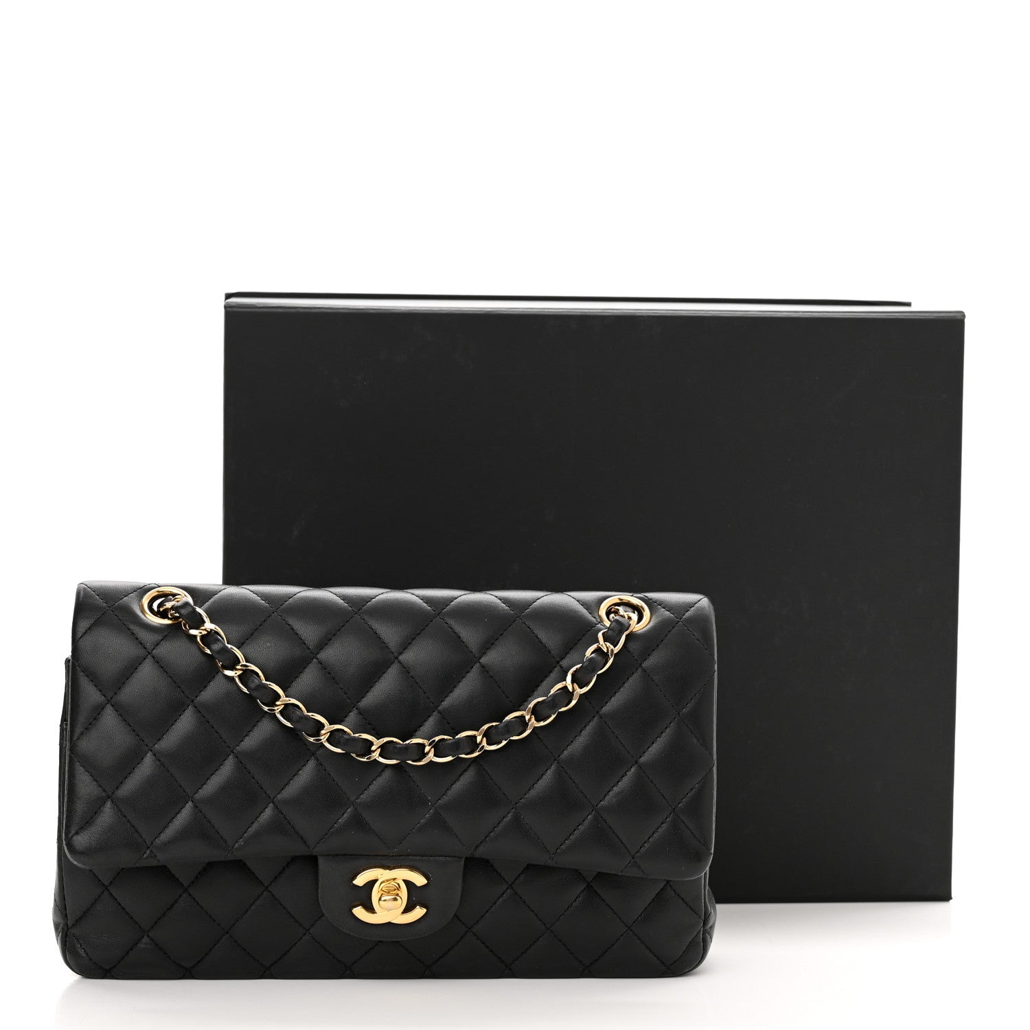 Chanel Lambskin Quilted Medium Double Flap Black 11 of 11