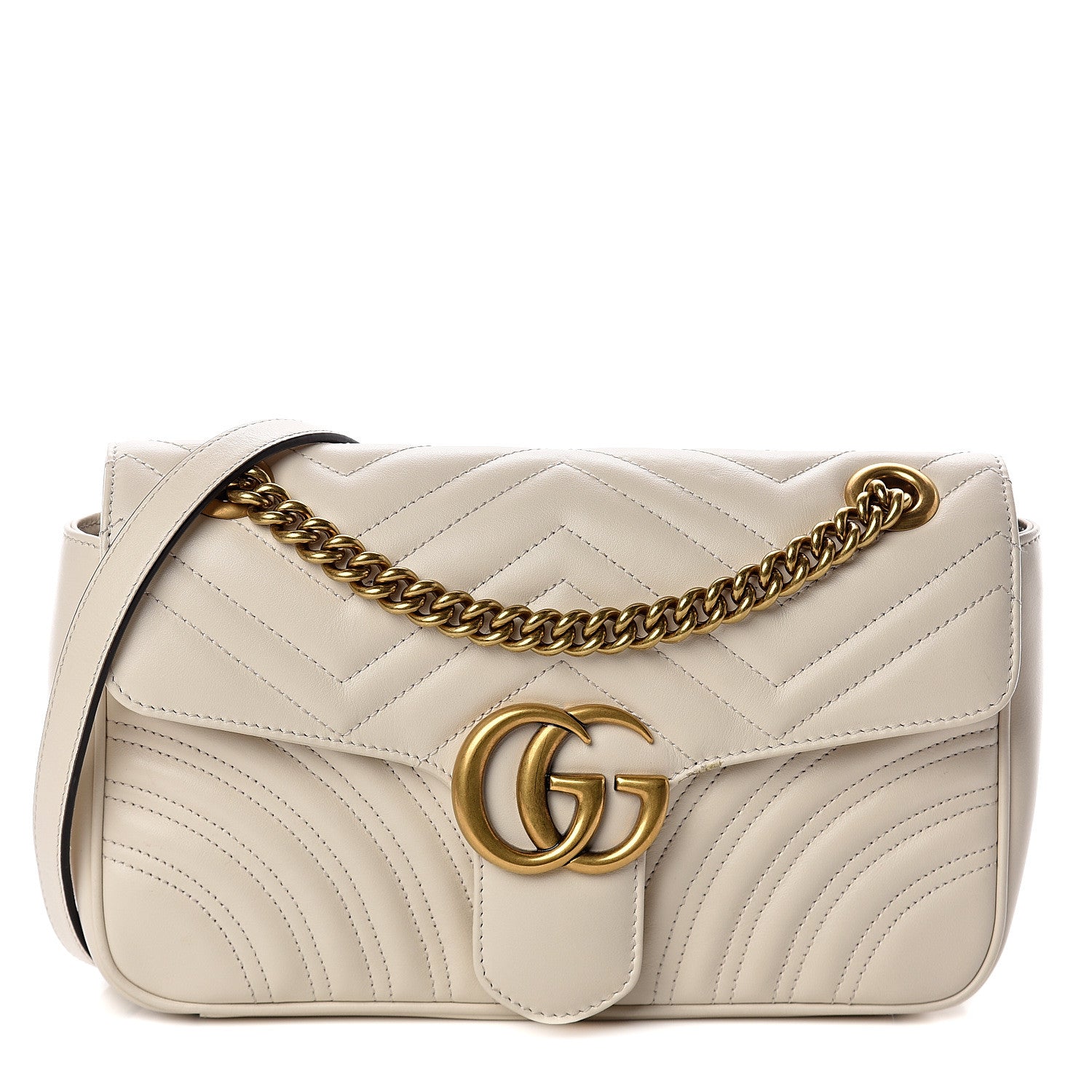 Gucci Calfskin Matelasse Small GG Marmont Shoulder Bag White 1 of 8