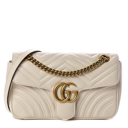Gucci Calfskin Matelasse Small GG Marmont Shoulder Bag White 1 of 8