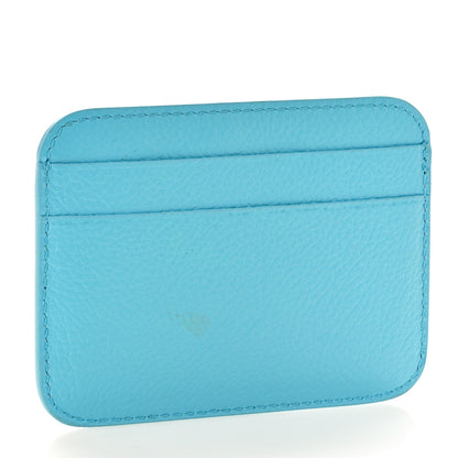Balenciaga Grained Calfskin Logo Cash Rounded Card Holder Blue 3 of 8