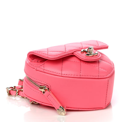 Chanel Lambskin Quilted CC In Love Heart Waist Belt Bag With Chain Pink 4 of 10