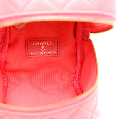 Chanel Lambskin Quilted Cube Chain Wristlet Case Pink 5 of 7