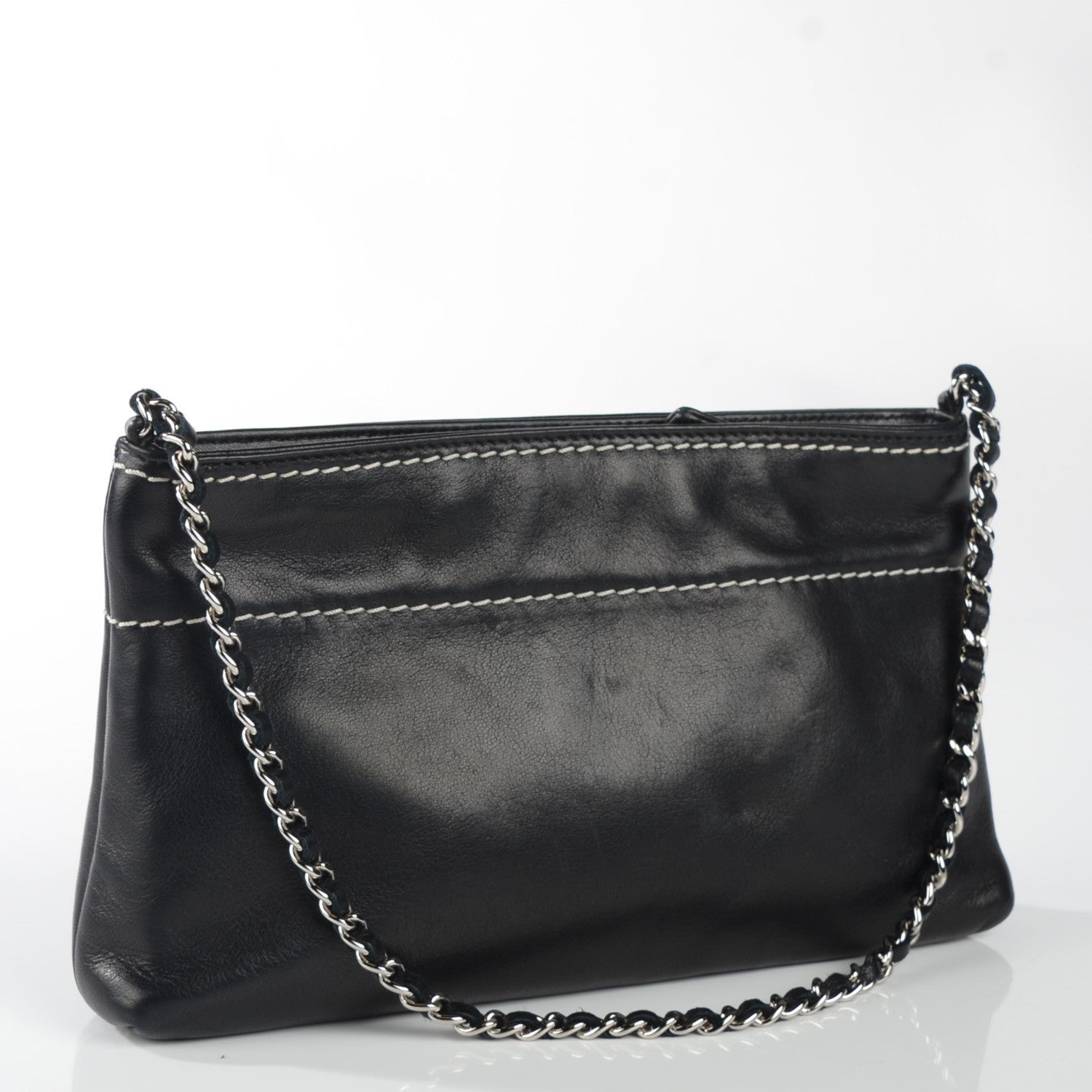 Chanel Leather Lax Pochette Bag Black 3 of 7
