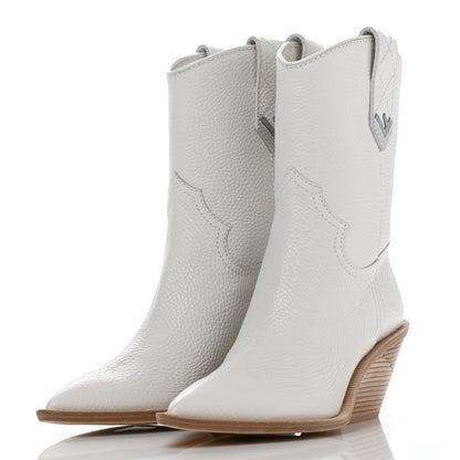 Fendi Grained Calfskin Cutwalk Ankle Boots 38 White 3 of 8