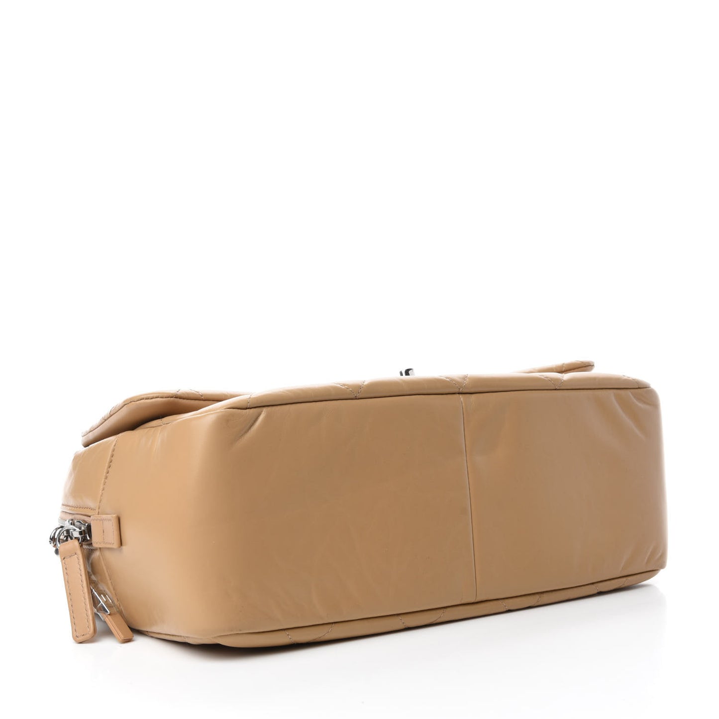 Aged Calfskin Quilted Small Express Bowling Bag Beige