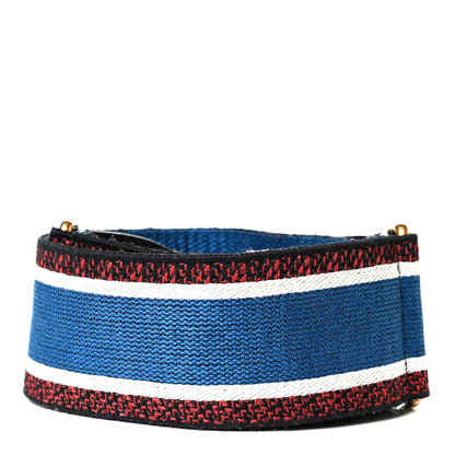 Christian Dior Canvas Embroidered Book Shoulder Strap Blue Multicolor 2 of 4