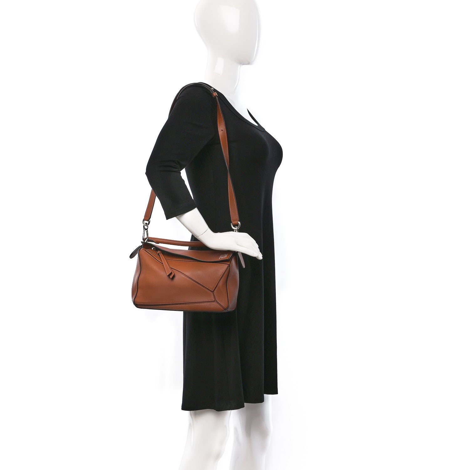 Loewe Grained Calfskin Small Puzzle Bag Tan 2 of 8