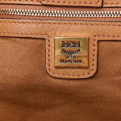 MCM Visetos Studded Small Drawstring Shopper Cognac 6 of 9