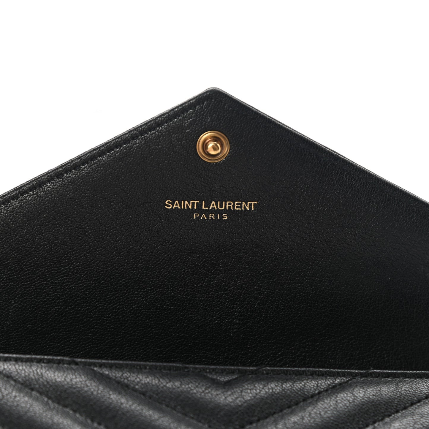 Grain De Poudre Matelasse Chevron Monogram Flap Wallet Black