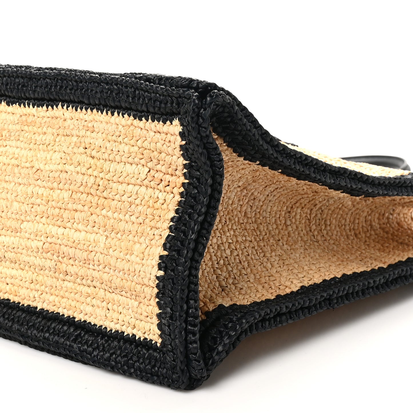 Raffia Calfskin Rive Gauche Tote Naturale Black