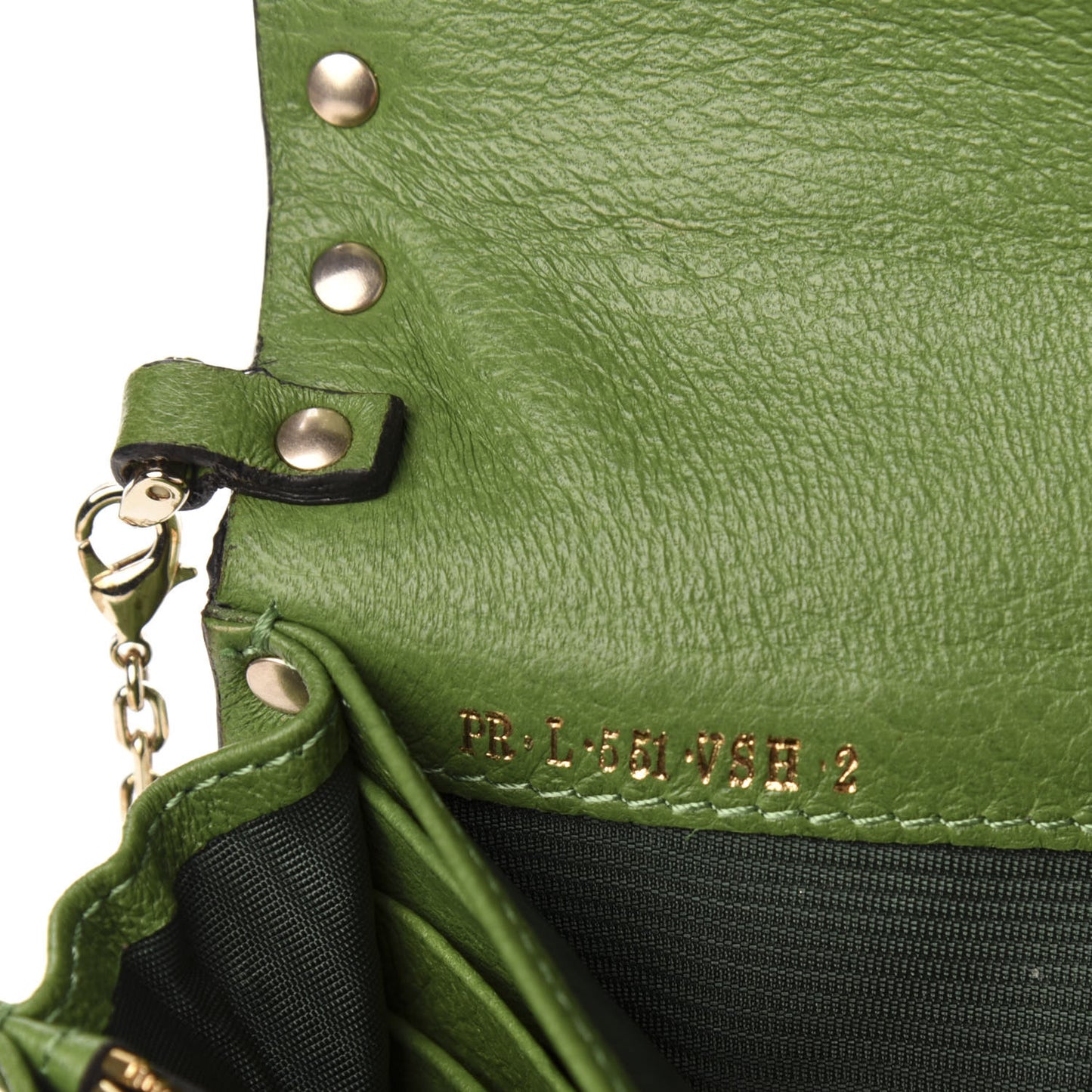 Pebbled Calfskin Rockstud Flap Wallet On Chain Deep Clover
