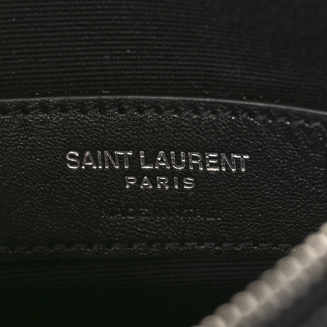 Saint Laurent Grain De Poudre Chevron Monogram Bill Pouch Black 6 of 9