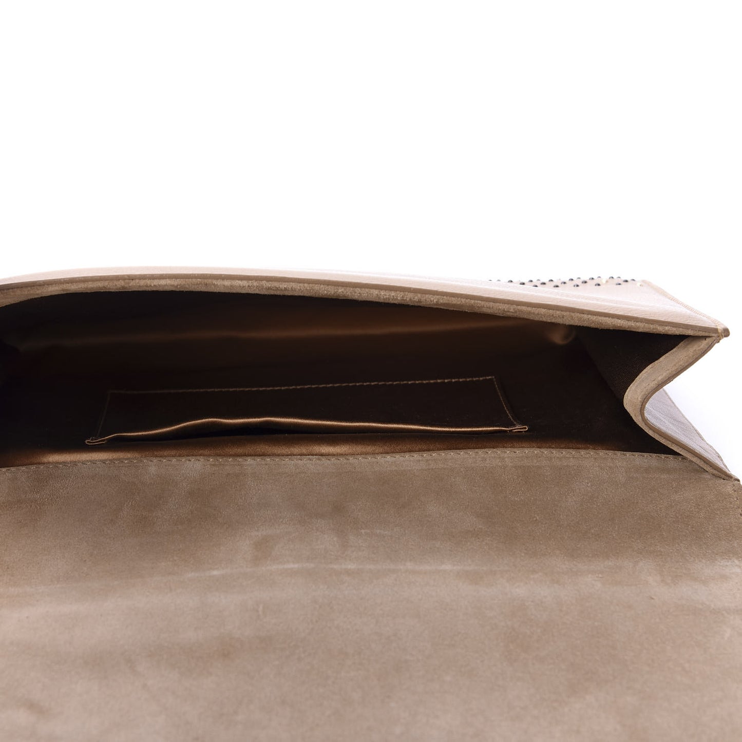 Lambskin Studded Y Clutch Beige