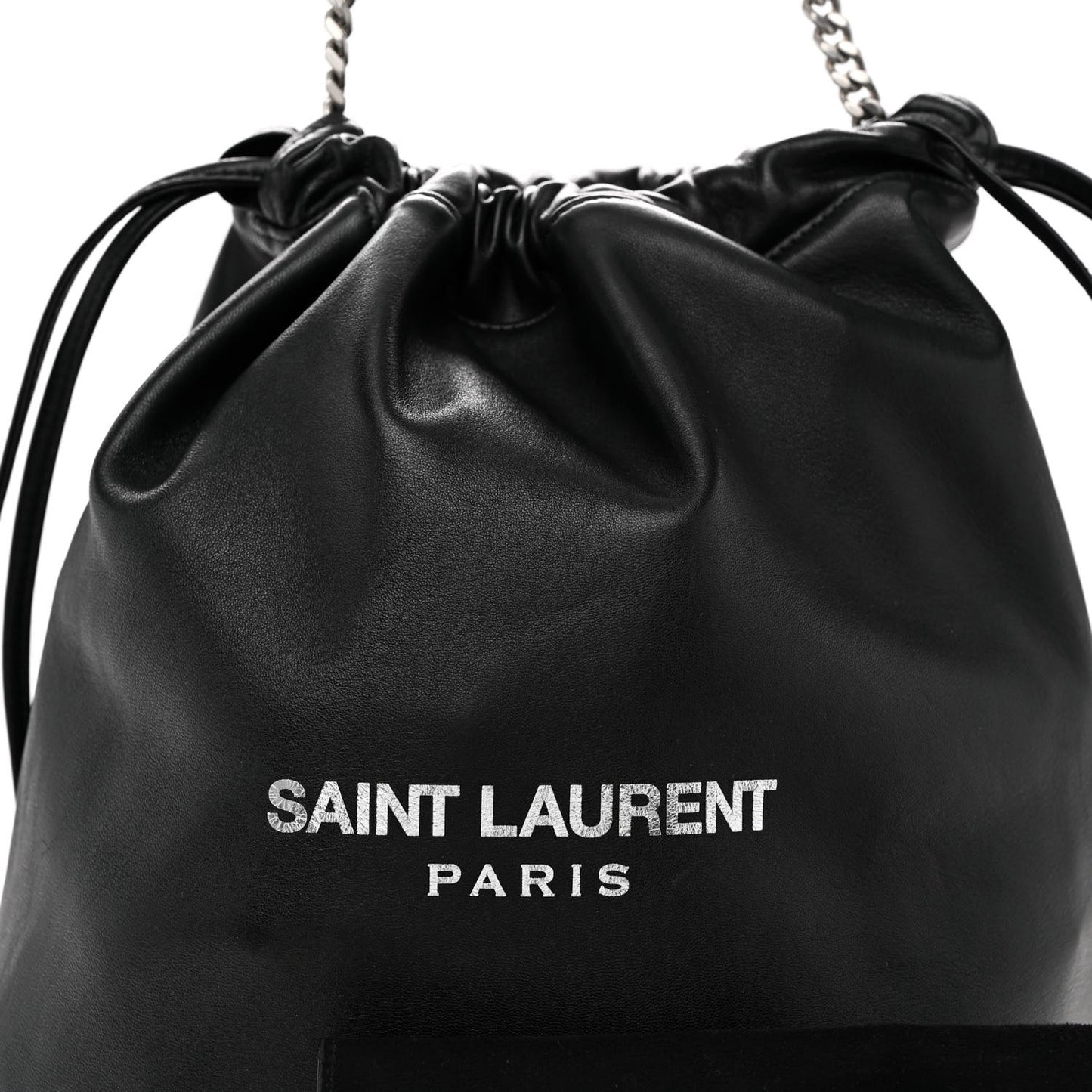 Lambskin Teddy Drawstring Bag Black