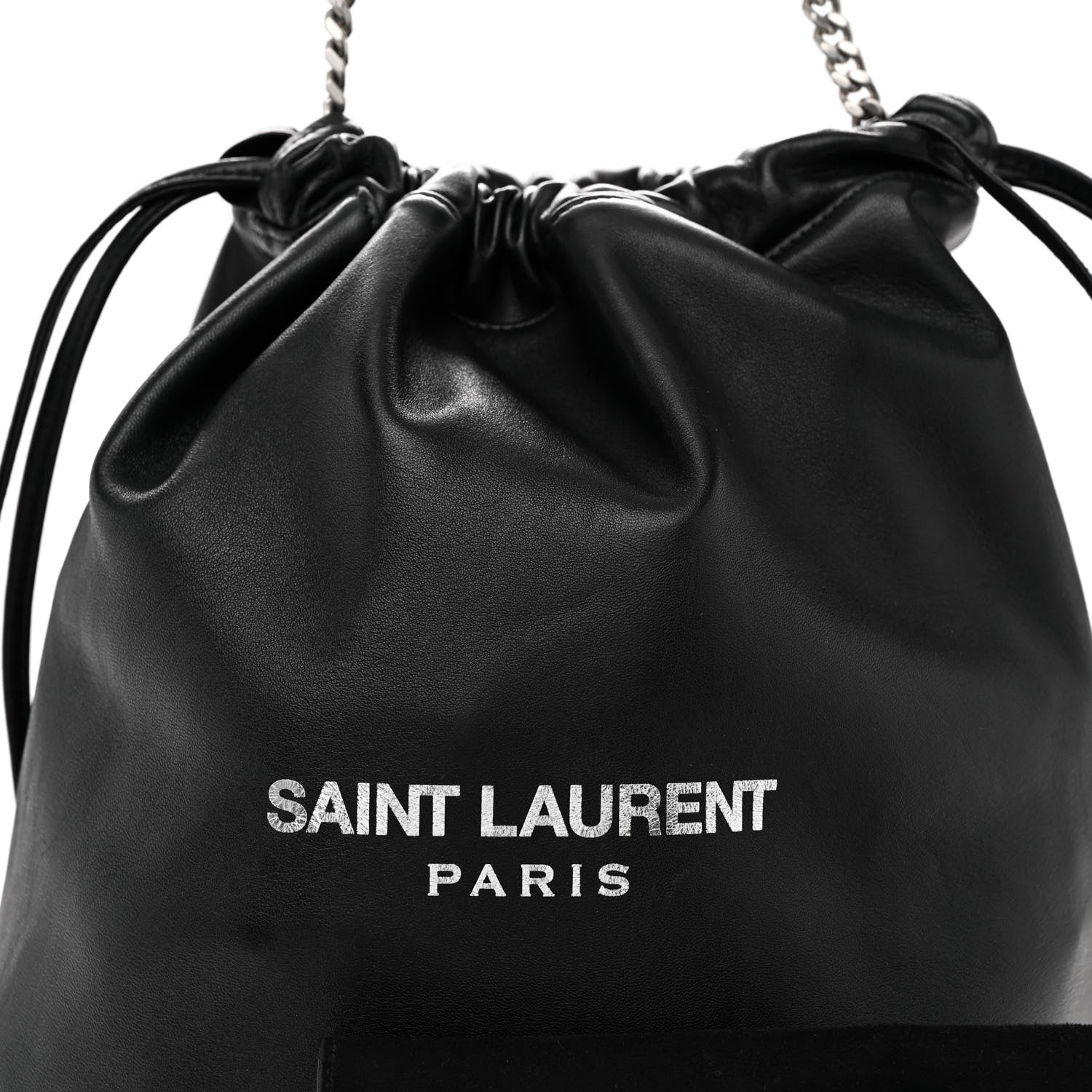 Saint Laurent Lambskin Teddy Drawstring Bag Black 9 of 11