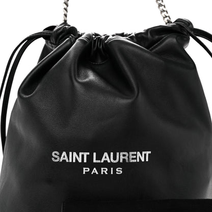 Saint Laurent Lambskin Teddy Drawstring Bag Black 9 of 11