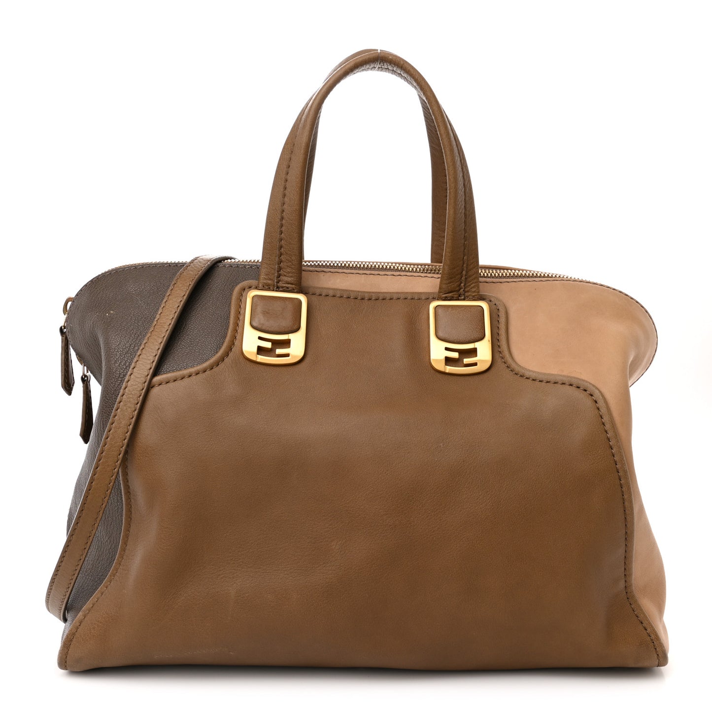 Capra Vitello Saddle Colorblock Large Chameleon Tote Grigio