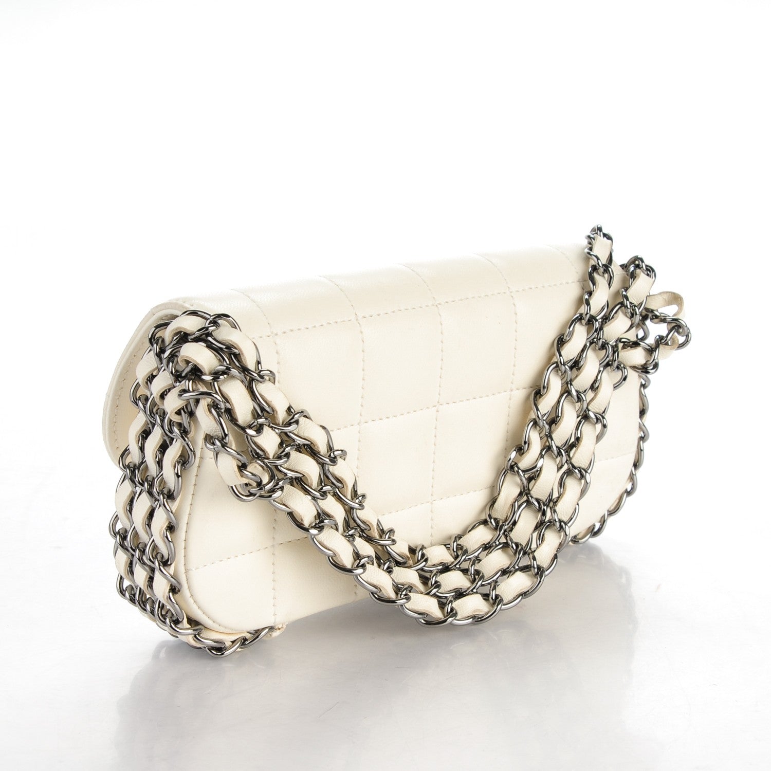 Chanel Lambskin Quilted Chocolate Bar 3 Chain Flap White 3 of 7