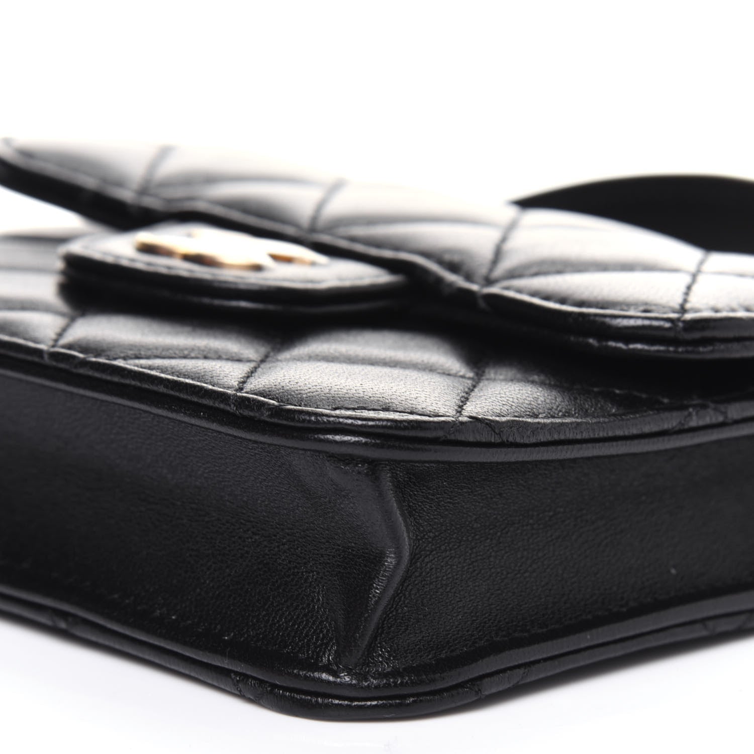 Chanel Lambskin Quilted Top Handle Flap Coin Purse With Chain Black 10 of 12