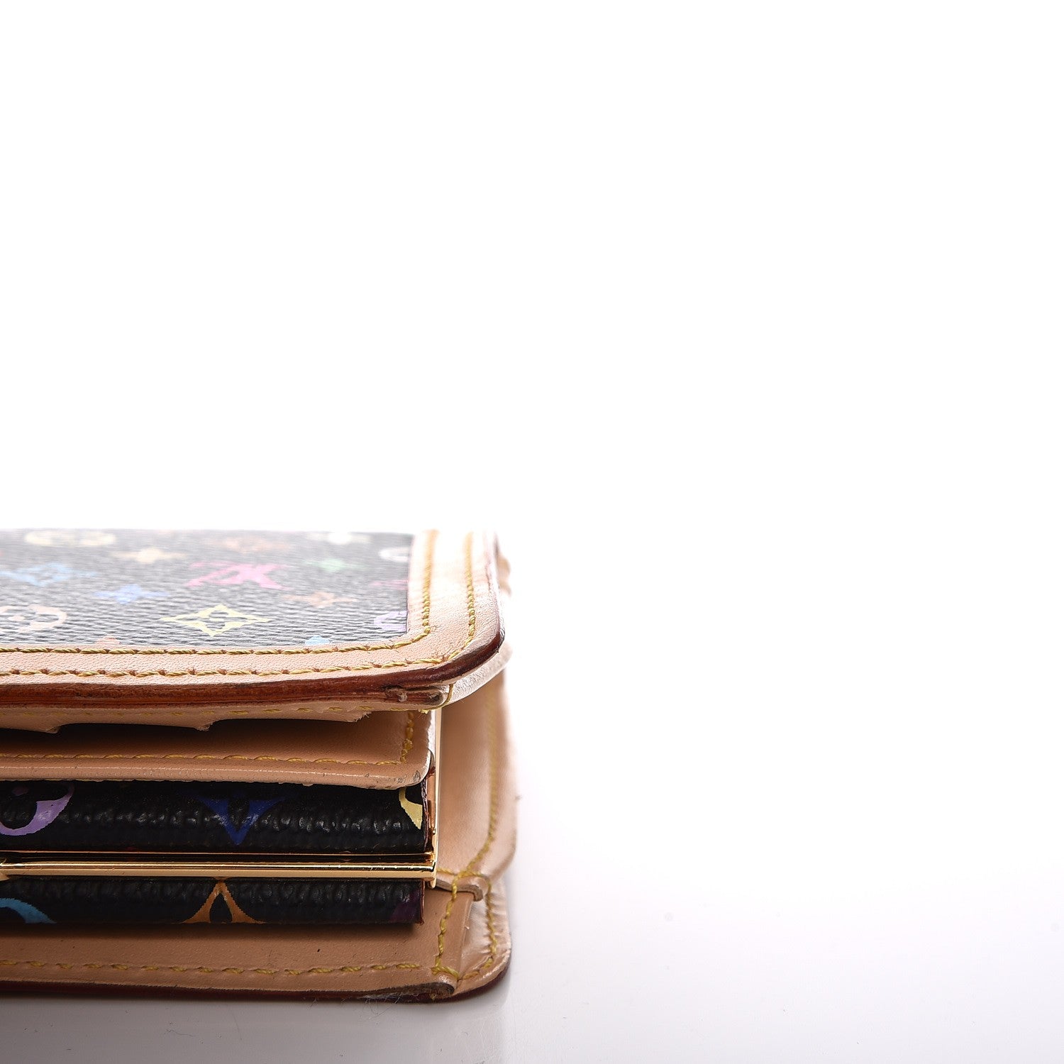 Louis Vuitton Monogram Multicolor French Purse Wallet Black 10 of 11