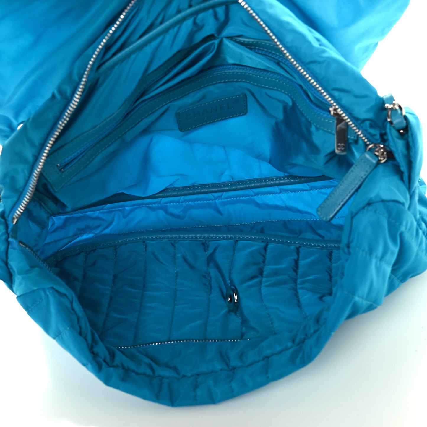 Nylon Vertical Quilted Jumbo Flap Turquoise