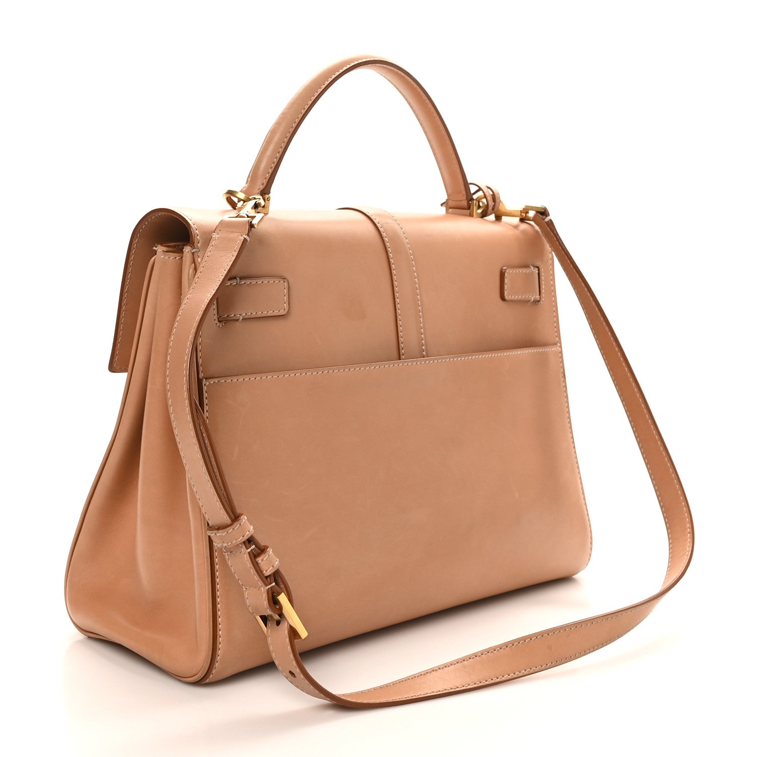 Saint Laurent Shiny Calfskin Le Fermoir Top Handle Bag Vintage Brown 3 of 10