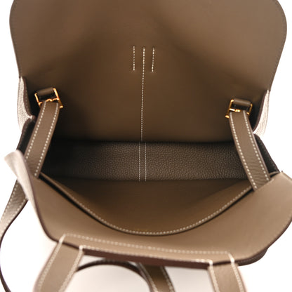 Hermes Taurillon Clemence Halzan 31 GM Etoupe 5 of 12