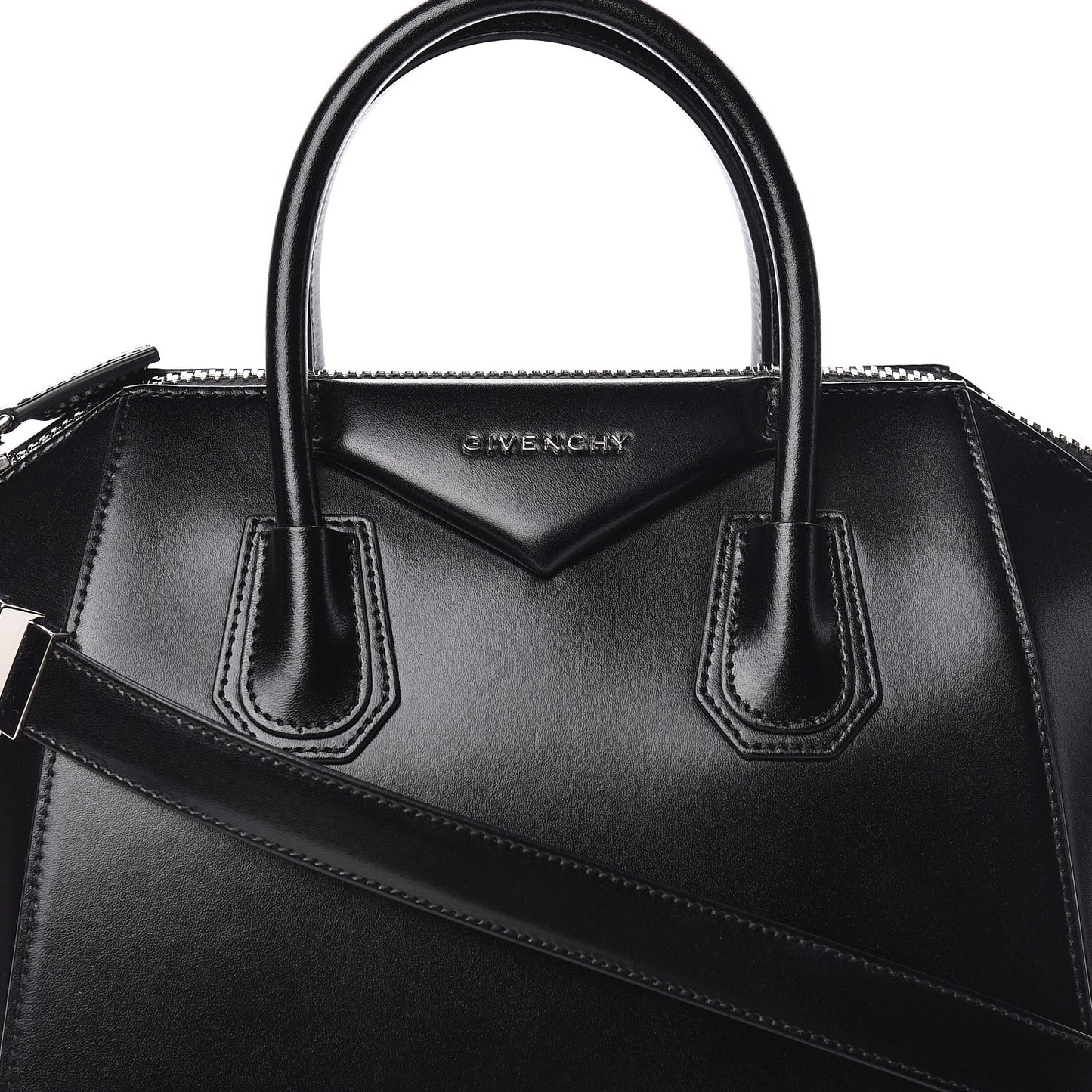 Shiny Lord Calfskin Small Antigona Black