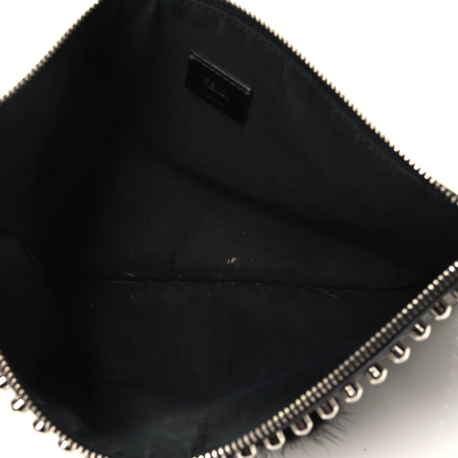 Fendi Vitello Elite Flamingo Mink Karlito Studded Pouch Black White Plaster 4 of 4
