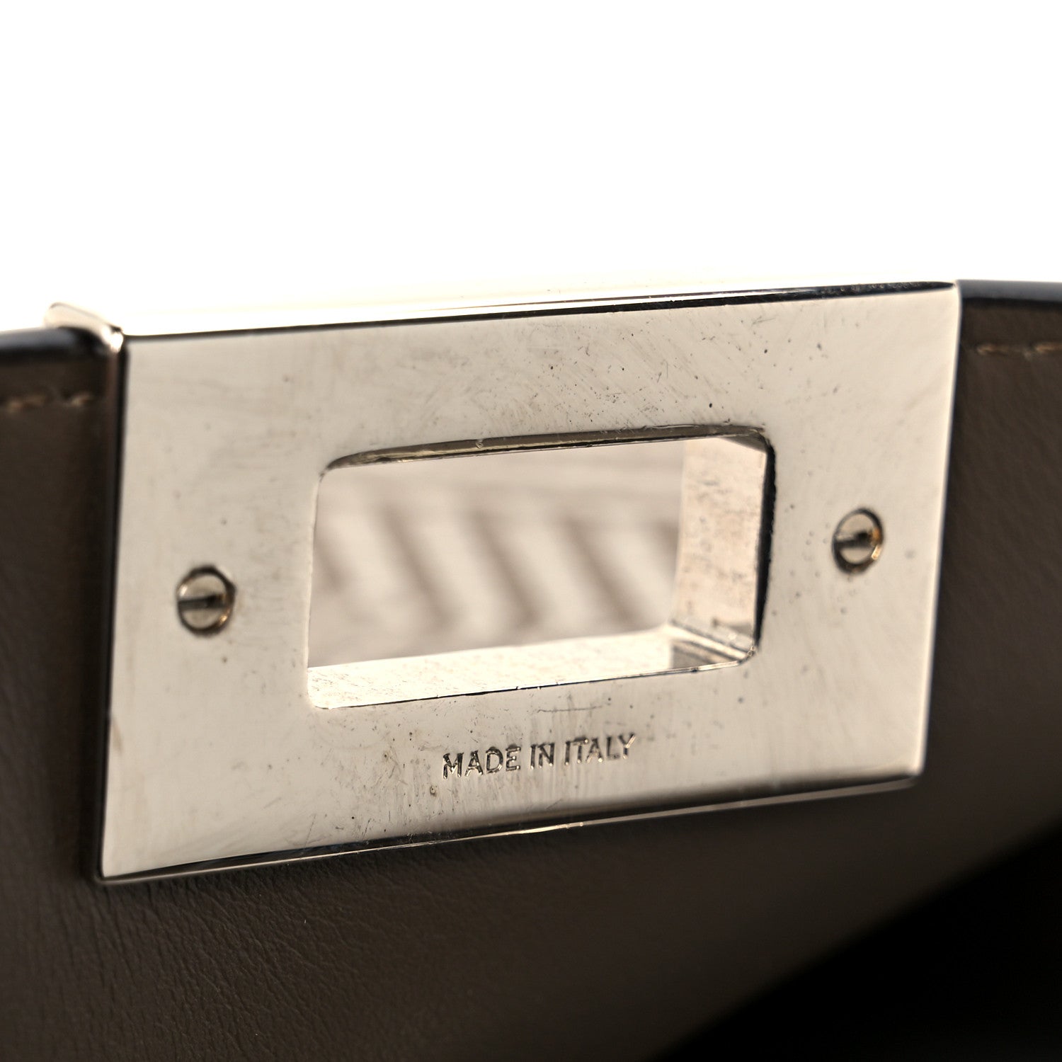Fendi Cuoio Romano Striped Macro FF Bicolor Mini Peekaboo I SEE U Satchel Ghianda 8 of 11