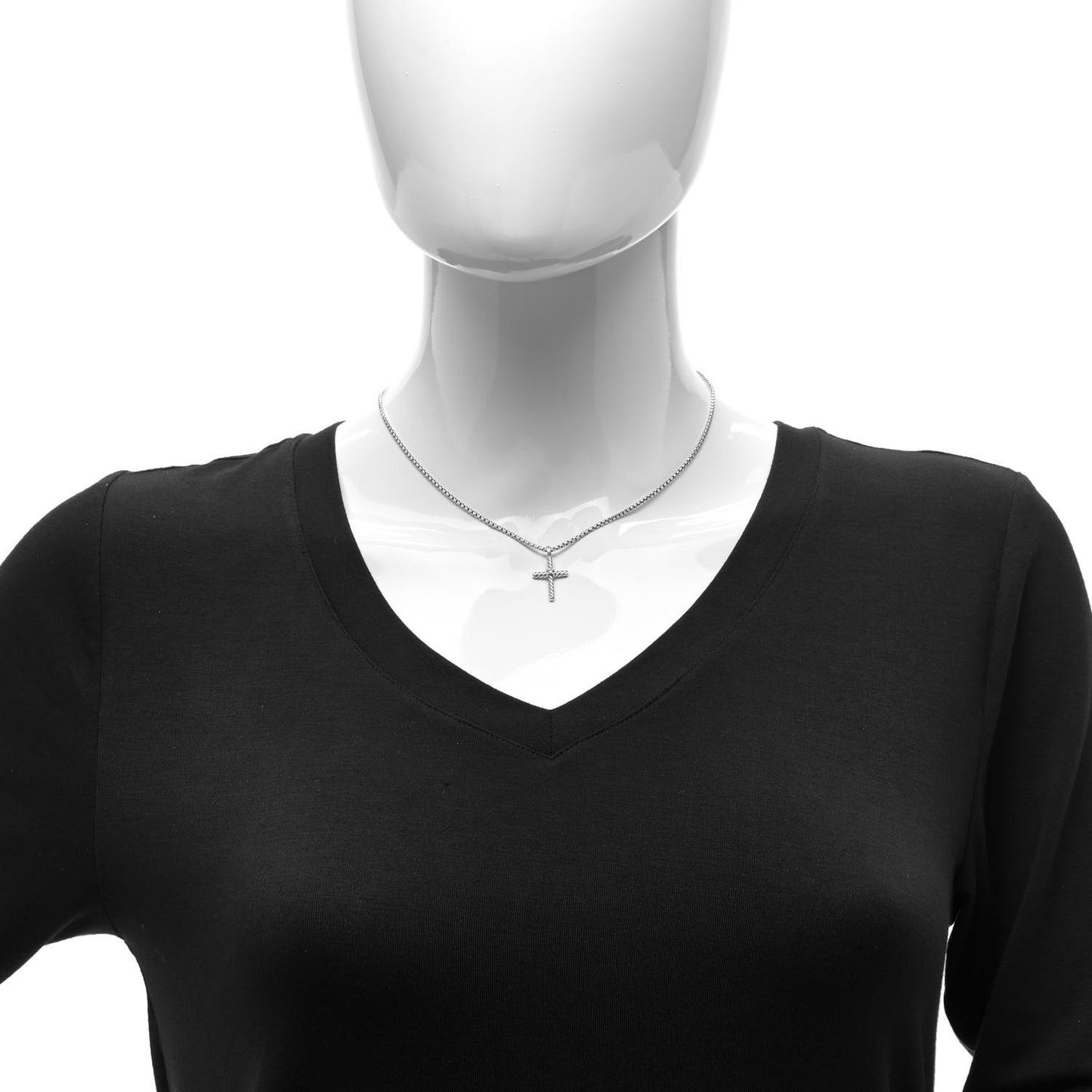 Sterling Silver Diamond Cable Classics Cross Necklace