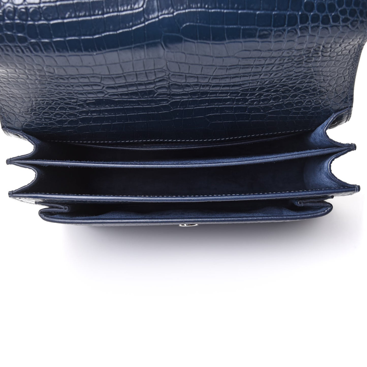 Calfskin Crocodile Embossed Medium Monogram Sunset Navy