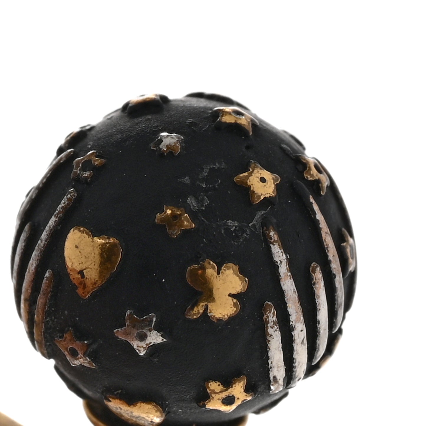 Metal Star Heart Earrings Black Gold