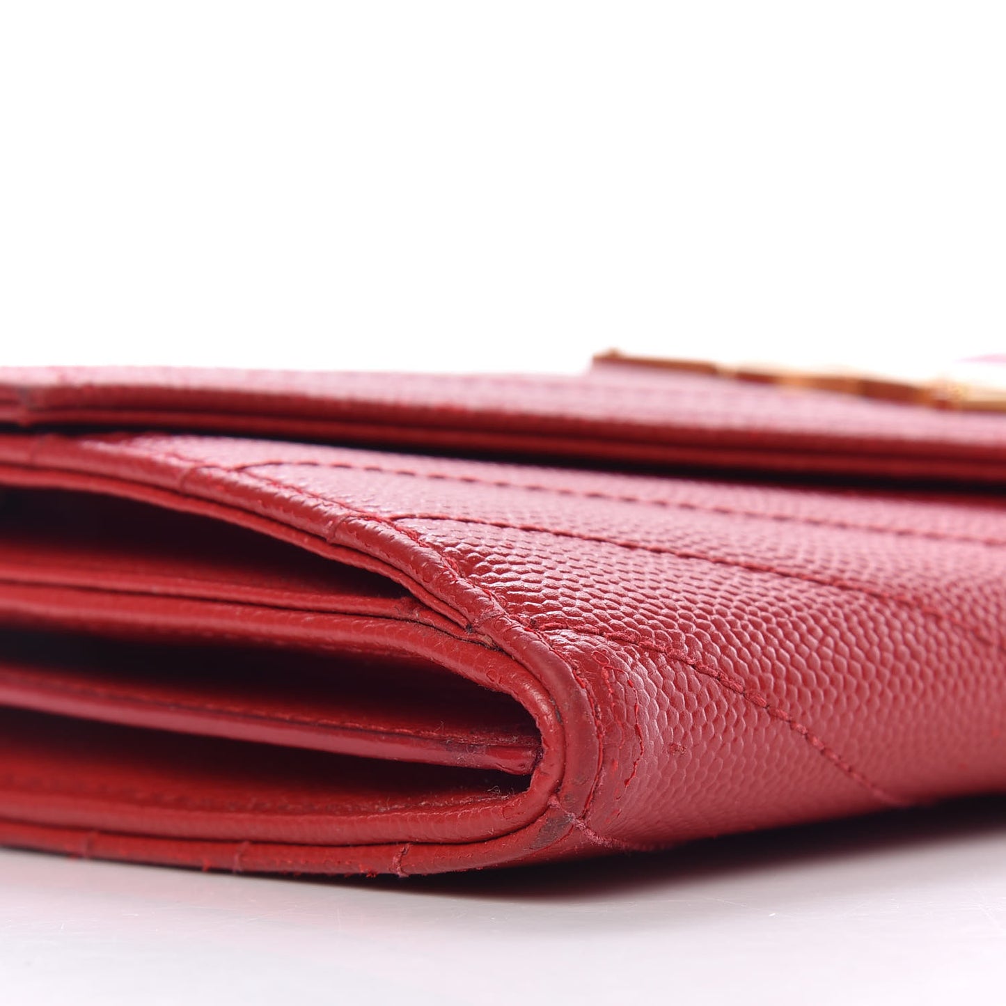Grain De Poudre Matelasse Chevron Monogram Flap Wallet Red