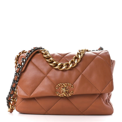 Chanel Lambskin Quilted Large Chanel 19 Flap Brown 1 of 10