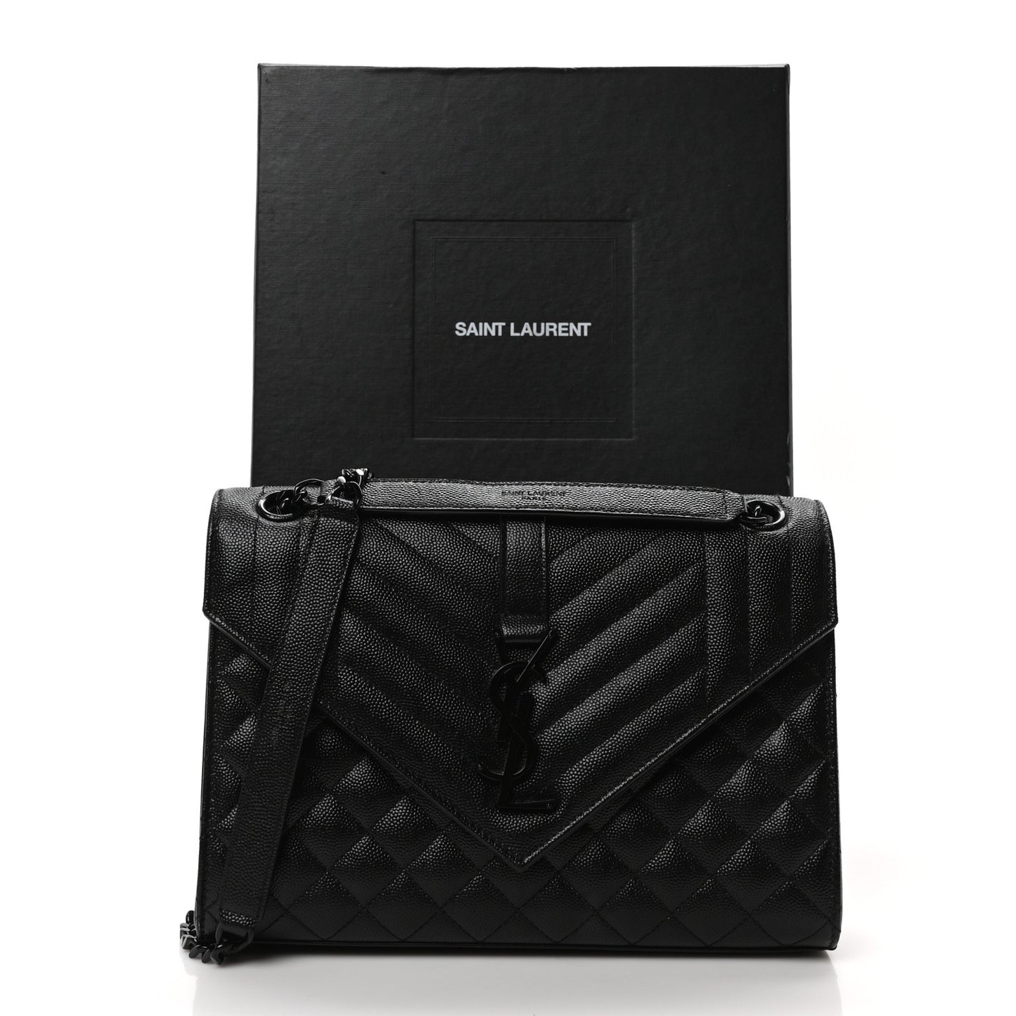 Grain De Poudre Textured Mixed Matelasse Triquilt Medium Monogram Monochrome Satchel Black