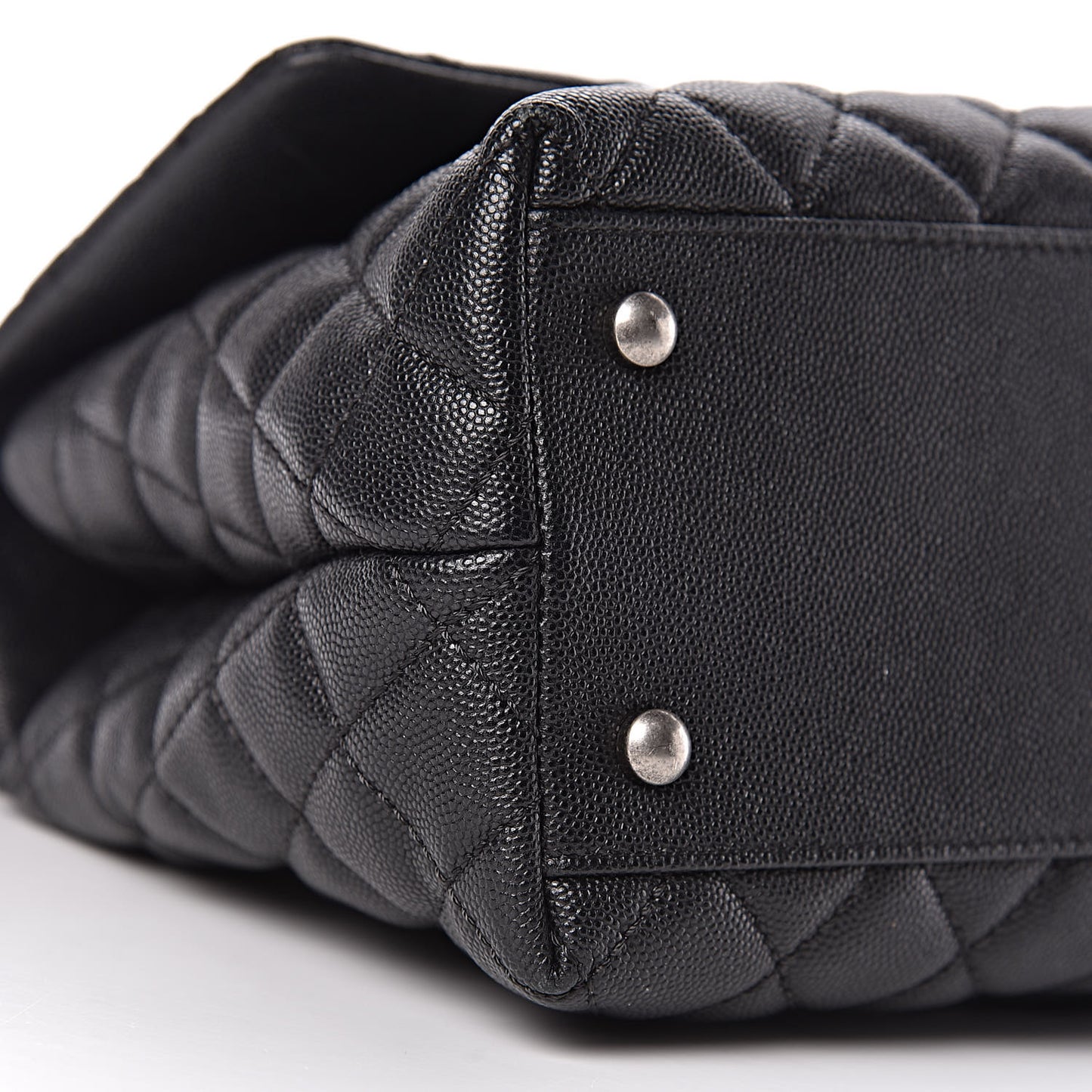 Caviar Lizard Quilted Small Coco Handle Flap Black