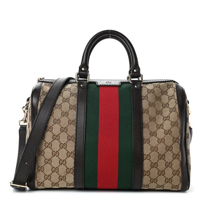 Gucci Monogram Vintage Web Medium Boston Dark Brown 1 of 4