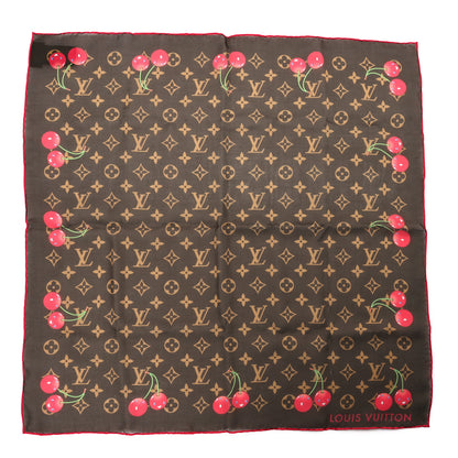 Louis Vuitton LV X TM Silk Monogram Cerise Square Scarf 55 Brown 1 of 3
